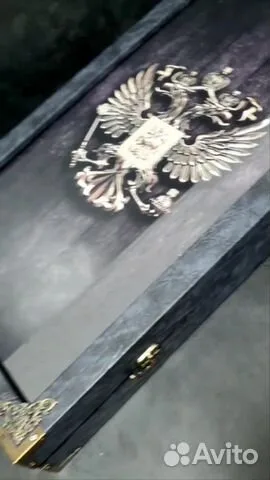 Подарочные нарды под стеклом «Золотой Герб России»