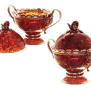 Подарочная бонбоньерка (сахарница) "Виноград" из янтаря — фотография 3
