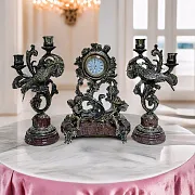 Каминные часы «Колибри» с канделябрами — необычный подарок — фотография 1