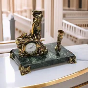 Бронзовые часы «Шахтёрские» с одним пеналом — необычный подарок — фотография 1