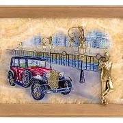 Бронзовая картина «Связь времён. Парень с розой» с росписью и подсветкой — необычный подарок — фотография 2