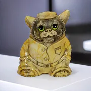Подарочная скульптура «Котик в кепке» из камня — фотография 1