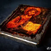 Икона "Христос Вседержитель" дерево, ручная работа — красивый подарок — фотография 4