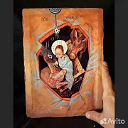 Икона деревянная "Рождество Христово" — красивый подарок — фотография 1
