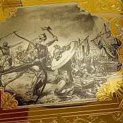 Подарочные деревянные нарды «Малахит» с позолоченной златоустовской гравюрой — фотография 6