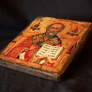 На память: Икона деревянная "Святитель Николай" — фотография 3