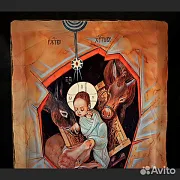 Икона деревянная "Рождество Христово" — красивый подарок — фотография 4