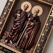 Икона резная Святые Апосталы Пётр и Павел — необычный подарок — фотография 2