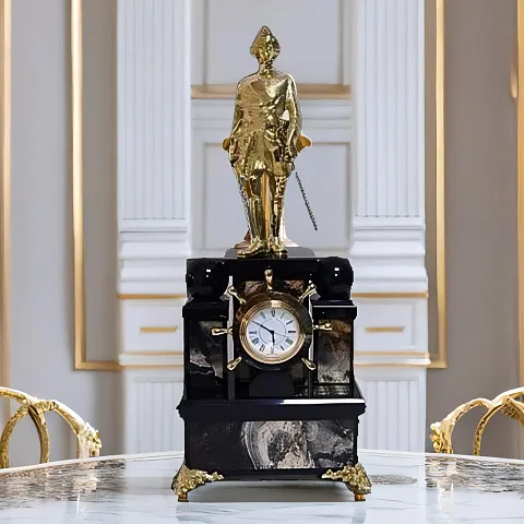 Каминные часы «Пётр I» из яшмы и долерита в подарок