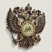 Часы с гербом РФ, резные из массива ясеня — оригинальный подарок — фотография 5