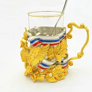 Бронзовый подстаканник «Герб РФ» №3 — оригинальный подарок — фотография 4