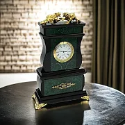 Каминные часы «Тигры» из малахита и долерита — необычный подарок — фотография 1