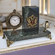 Подарочные часы «Элина» с орлом УИС и подставкой — фотография 1