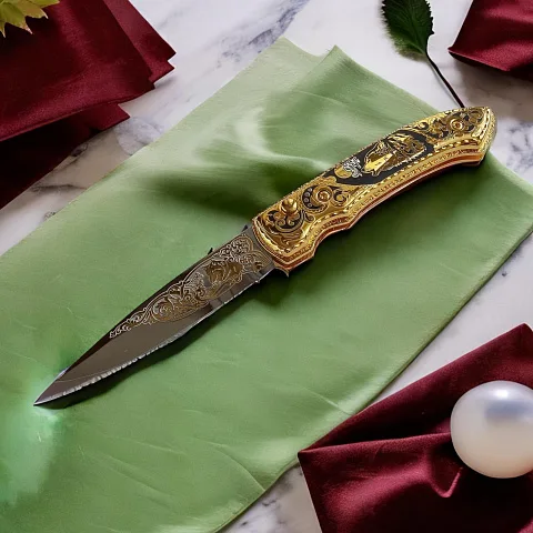 Складной нож «Волк и луна» — оригинальный подарок