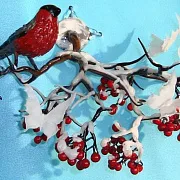 Скульптура «Снегирь» из боросиликатного стекла — необычный подарок — фотография 1